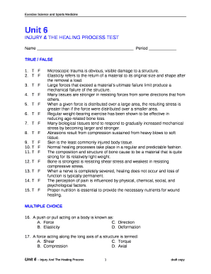 INJURY & THE HEALING PROCESS TEST