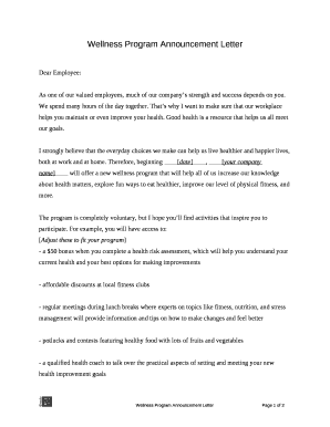 Wellness program introduction letter template
