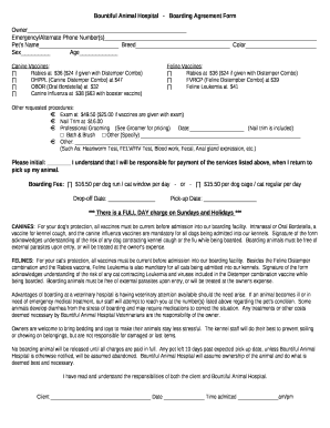 Bountiful Animal Hospital-Boarding Agreement Form