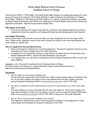 Work-Study Referral Form Processes