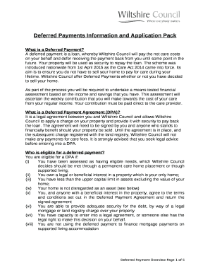 Deferred Payments Information and Application Pack