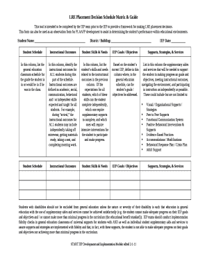 LRE Placement Decision Schedule Matrix & Guide Doc Template | pdfFiller