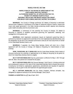 AUTHORIZING SUBMITTAL OF APPLICATION FOR THE