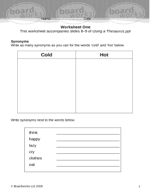 Worksheet One
