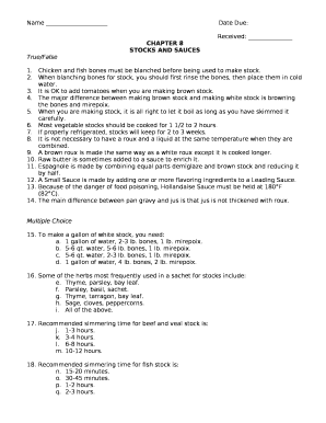 CH. 8: Stocks and Sauces Flashcards Quizlet