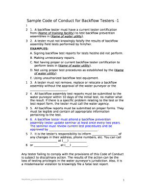 Sample Code of Conduct for Backflow Testers -1