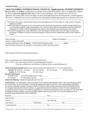 March 4, 2016 is the deadline for applications to participate in the entertainment program