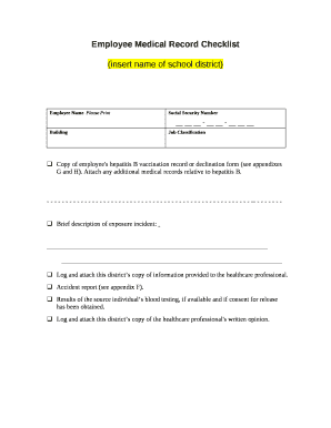 medical record checklist form