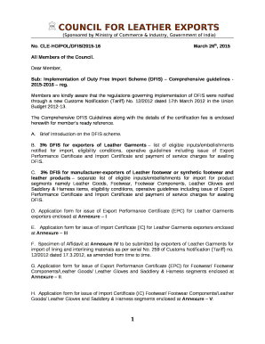 Sub: Implementation of Duty Free Import Scheme (DFIS) Comprehensive guidelines - 2015-2016 reg