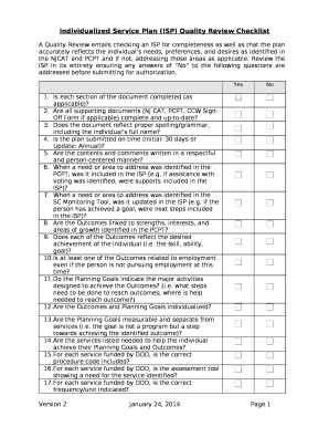 Isp checklist