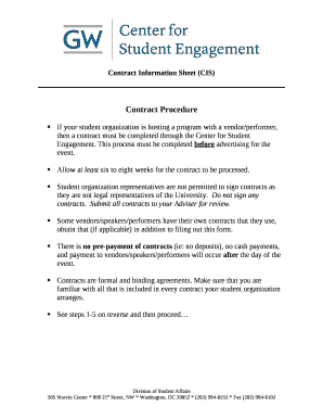 Contract Information Sheet (CIS)