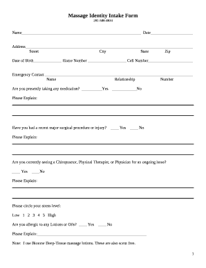 Massage Identity Intake Form