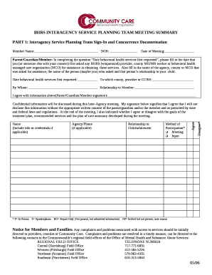 PART 1: Interagency Service Planning Team Sign-In and Concurrence Documentation