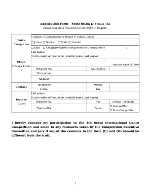 Application Form - Semi-finals & Finals (C)