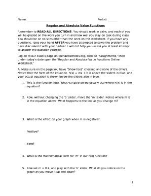 Regular and Absolute Value Functions