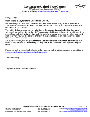 Dear Friend of Leytonstone United Free Church,