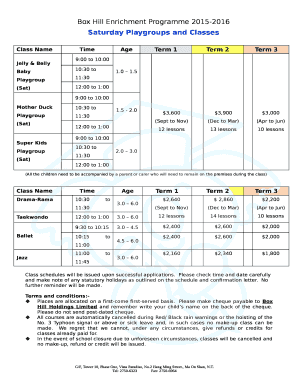 Saturday Playgroups and Classes