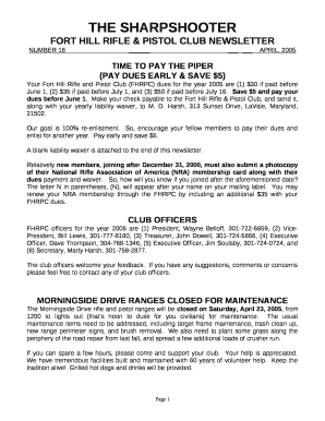 FORT HILL RIFLE & PISTOL CLUB NEWSLETTER