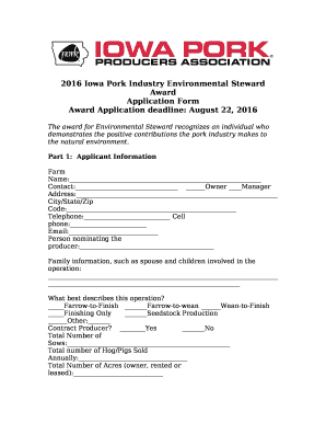 2016 Iowa Pork Industry Environmental Steward Award