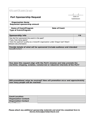 Port Sponsorship Request