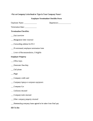 hr termination equipment checklist