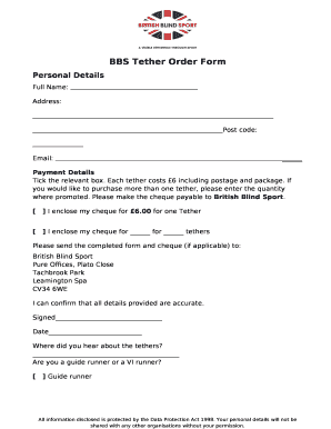 BBS Tether Order Form