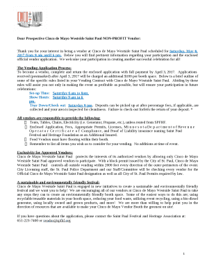 Dear Prospective Cinco de Mayo Westside Saint Paul NON-PROFIT Vendor: