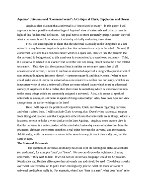 Aquinas Universals and Common Forms: A Critique of Clark, Coppleston, and Owens