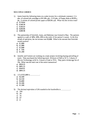 1) Jamie listed the following items on a sales invoice for a wholesale customer: 2 pks