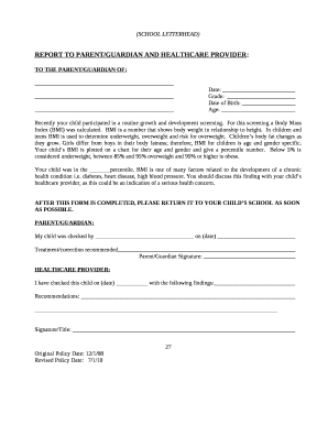 REPORT TO PARENT/GUARDIAN AND HEALTHCARE PROVIDER: