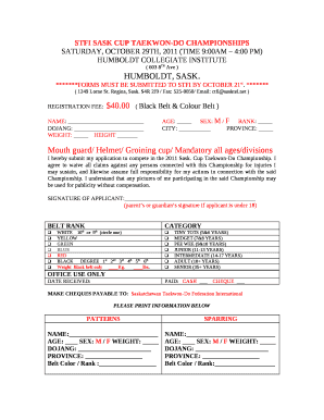 STFI SASK CUP TAEKWON-DO CHAMPIONSHIPS