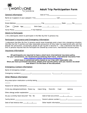 Adult Trip Participation Form