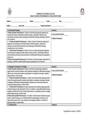 BEd4 TEACHING PERFORMANCE EVALUATION FORM
