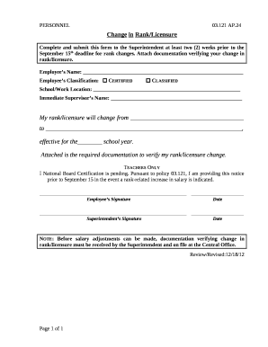 Change in Rank/Licensure