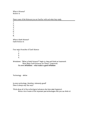 Name some of the Sciences you are familiar with and what they study