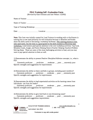 PDA Training Self -Evaluation Form