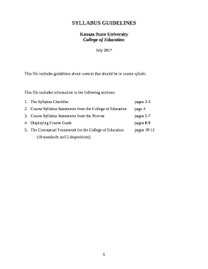 This file includes guidelines about content that should be in course syllabi