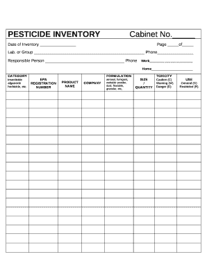 PESTICIDE INVENTORYCabinet No