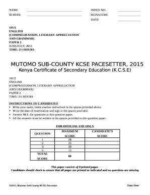 Write the date of examination and sign in the spaces provided