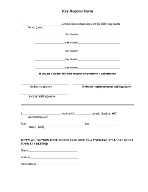 I , would like to obtain keys for the following rooms