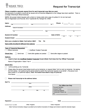 Please complete a separate request form for each transcript copy that you want