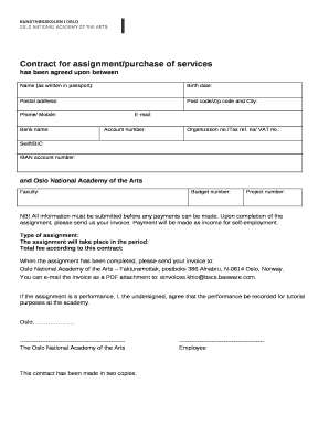 Contract for assignment/purchase of services