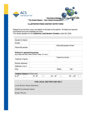 The receipt deadline for the California Local Section Contest is April 25, 2016