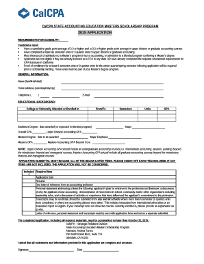 CalCPA STATE ACCOUNTING EDUCATION MASTERS SCHOLARSHIP PROGRAM