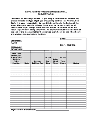 EXTRA PAY/SUB TRANSPORTATION PAYROLL