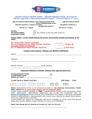 GROUP TICKET ORDER FORM GROUP ORDERS OVER 10 TICKETS