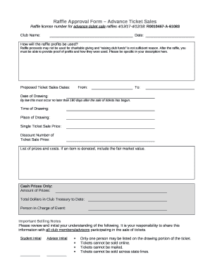 Raffle Approval Form Advance Ticket Sales