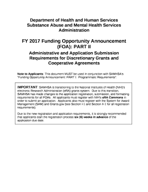 Administrative and Application Submission Requirements for Discretionary Grants and Cooperative Agreements