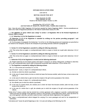 ONTARIO regulation 379/01