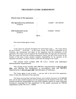 TRUCKERS LEASE AGREEMENT